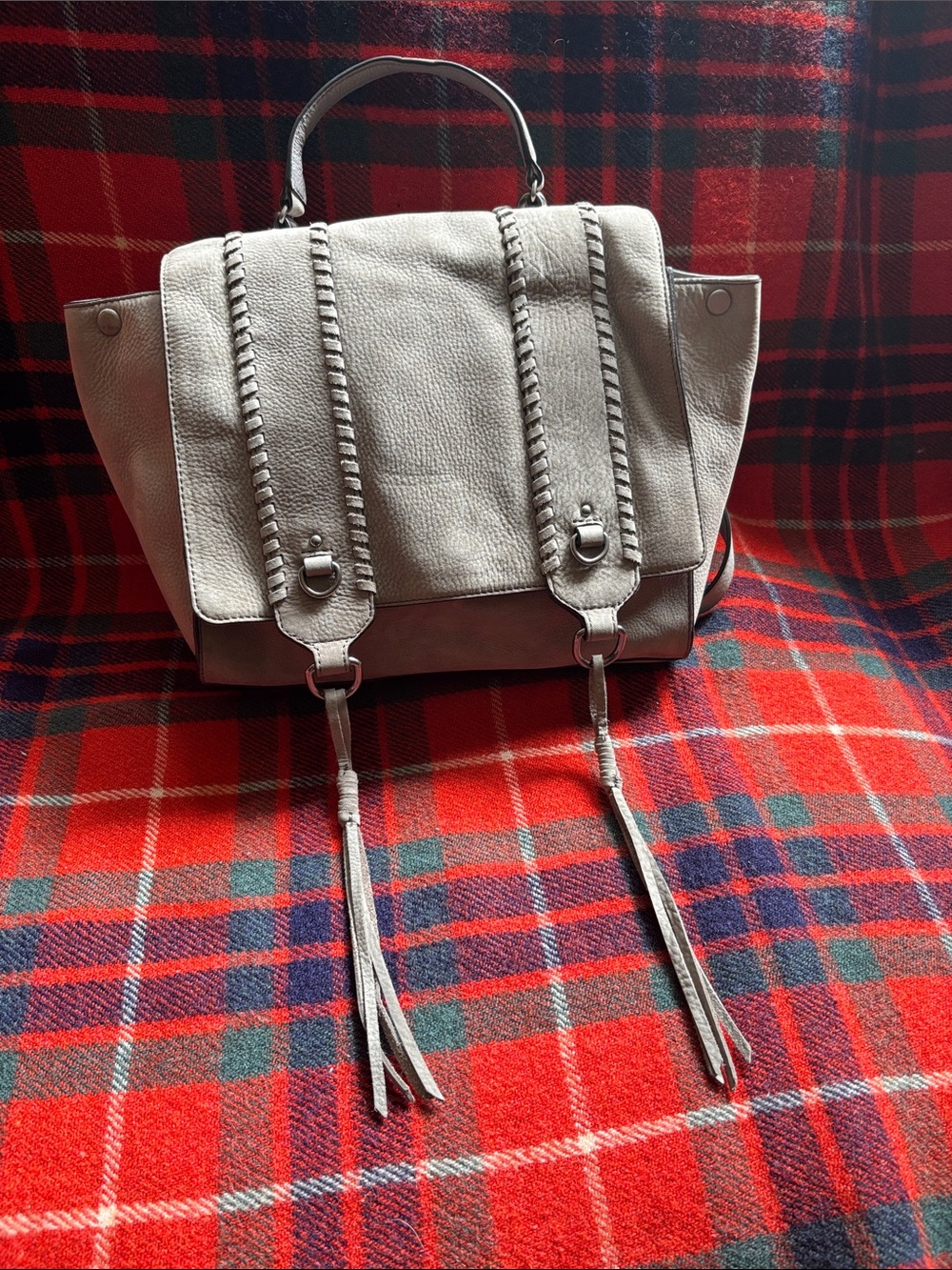 Rebecca Minkoff, Leather Paige Whipstitch Nubuck Satchel Bag. Exc. condition